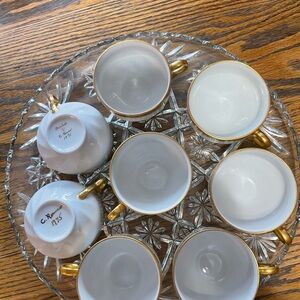 Gold-Trim White Porcelain Teacup Set -